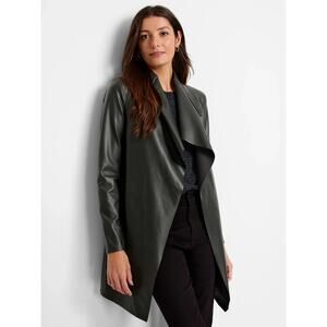 Nic+Zoe Jacket Women’s Size Large NWT Faux Leather Lounge Around Hickory Stretch